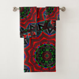 caleidoscoop met ronde, groene en rode gradiënt bad handdoek