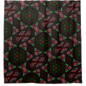 caleidoscoop met zeshoek, groen en rood douchegordijn (Voorkant)