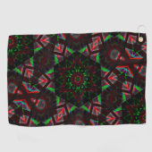 caleidoscoop met zeshoek, groen en rood golfhanddoek (Horizontaal)