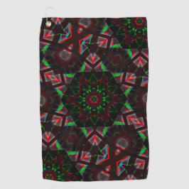 caleidoscoop met zeshoek, groen en rood golfhanddoek