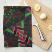 caleidoscoop met zeshoek, groen en rood theedoek (Quarter Fold)