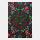 caleidoscoop met zeshoek, groen en rood theedoek (Verticaal)