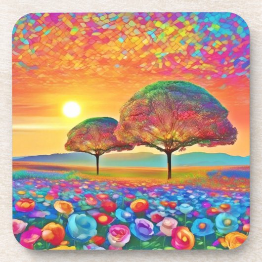 caleidoscoop van Sunset Natuur Bier Onderzetter (Voorkant)