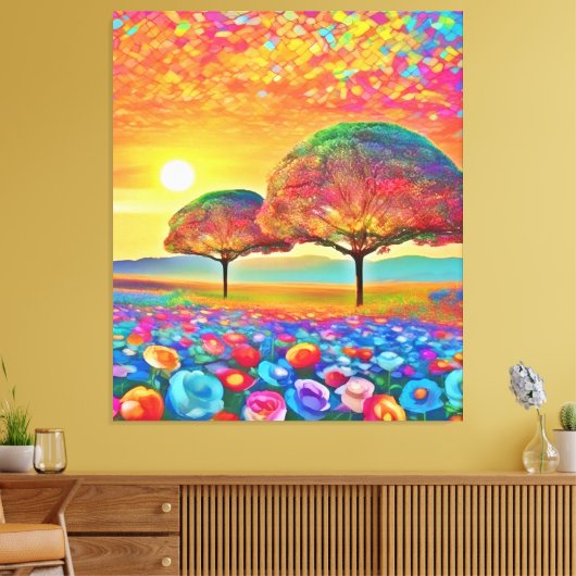 caleidoscoop van Sunset Natuur Canvas Afdruk (Insitu (Woonkamer))