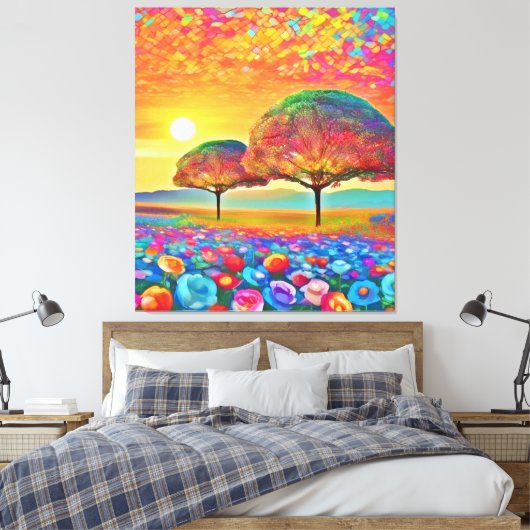 caleidoscoop van Sunset Natuur Canvas Afdruk (Insitu (Slaapkamer))