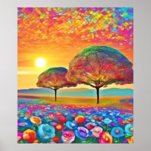 caleidoscoop van Sunset Natuur Poster