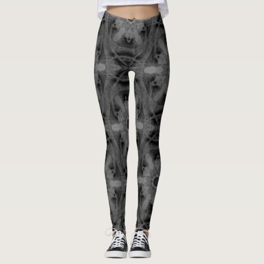 caleidoscoop zwart-wit patroon leggings (Voorkant)