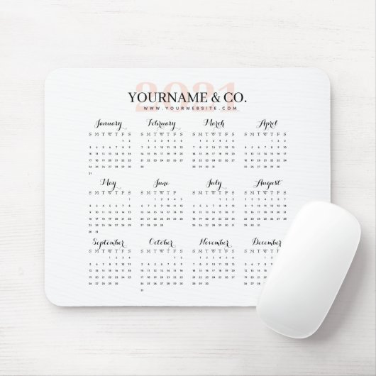 Calendar 2021 Business Name Blush Muismat (Met muis)
