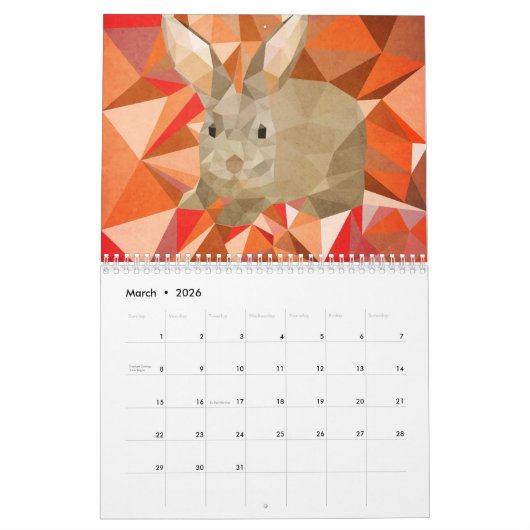 Calendar 2026 - Animals Kalender (Mar 2026)