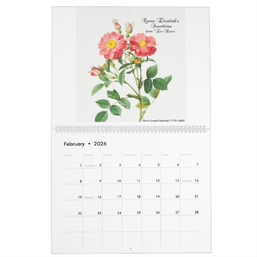 Calendar 2026 - Les Roses - P.J. Redouté  Kalender (Feb 2026)