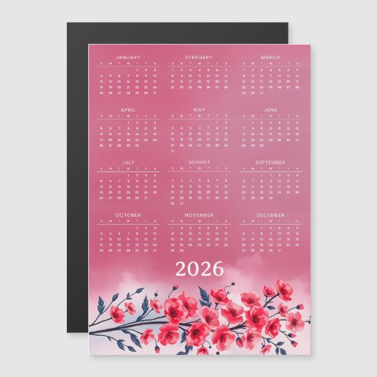 Calendar 2026 with flowers (Voorkant / Achterkant)