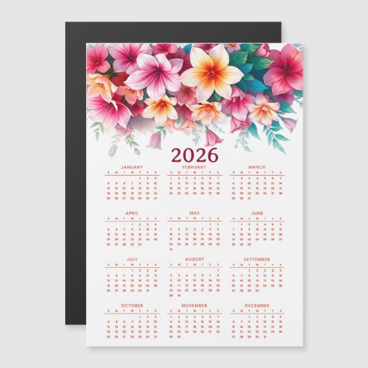 Calendar 2026 with flowers (Voorkant / Achterkant)