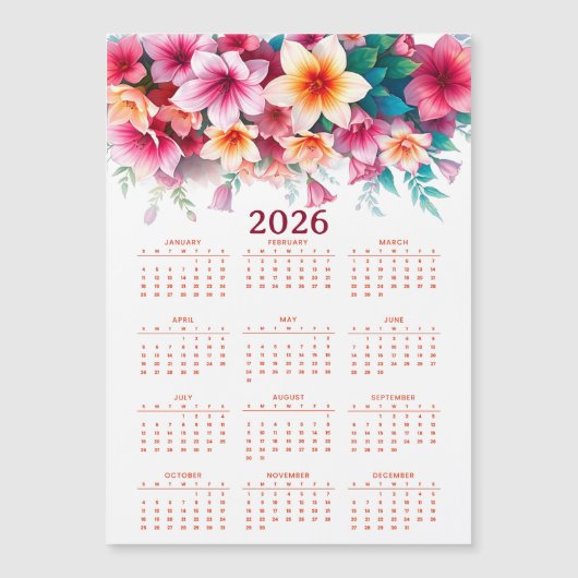 Calendar 2026 with flowers (Voorkant)