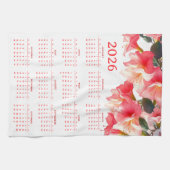 Calendar 2026 with flowers theedoek (Horizontaal)