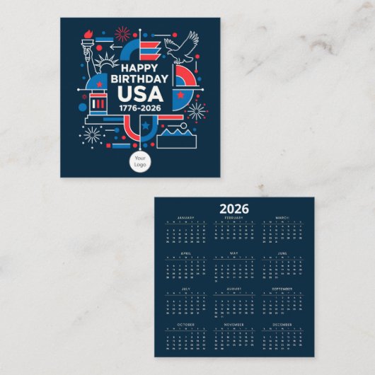 Calendar America’s 250th anniversary Vierkante Visitekaartje (Voorkant / Achterkant)