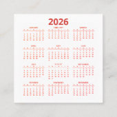 Calendar America’s 250th anniversary Vierkante Visitekaartje (Achterkant)