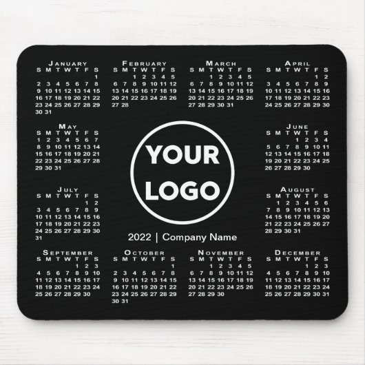 Calendar Business Logo on Black Muismat (Voorkant)