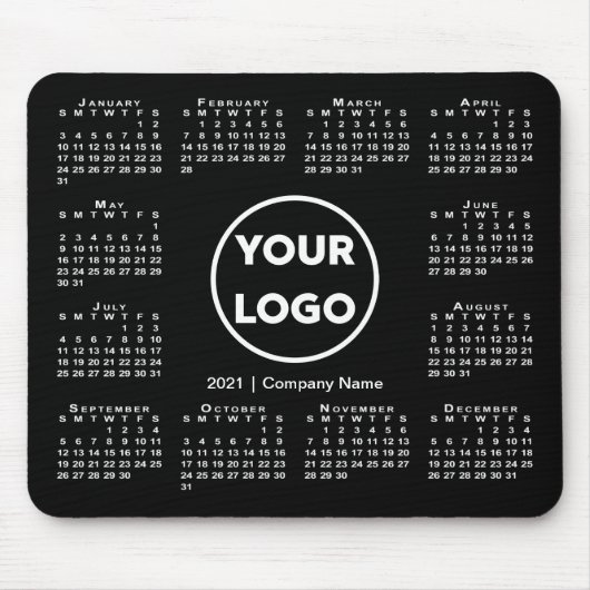 Calendar Business Logo on Black Muismat (Voorkant)