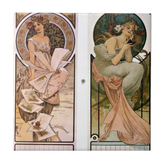Calendar Champagne - Alphonse Mucha Tegeltje (Voorkant)