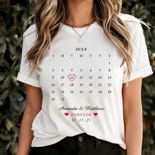 Calendar Couple Jubileum Valentijnsdag T-shirt