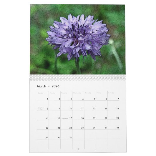 Calendar Digital Flower Garden Kalender (Mar 2026)