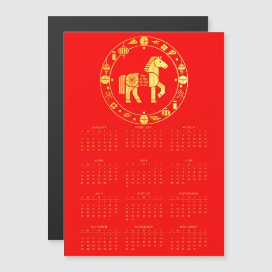 Calendar Gold Chinese new year 2026 (Voorkant / Achterkant)