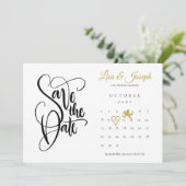 Calendar Gold Cupid Love Heart Save The Date (Staand voorkant)