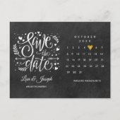 Calendar Gold Heart Chalkboard Save the Date Aankondigingskaart (Voorkant)