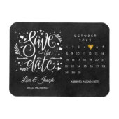 Calendar Gold Heart Chalkboard Save the Date Magneet (Horizontaal)