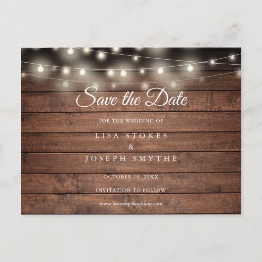 Calendar Gold Heart Rustic Wood Save the Date Aankondigingskaart (Achterkant)