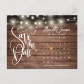 Calendar Gold Heart Rustic Wood Save the Date Aankondigingskaart (Voorkant)