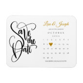 Calendar Gold Love Heart Save the Date Magneet (Horizontaal)