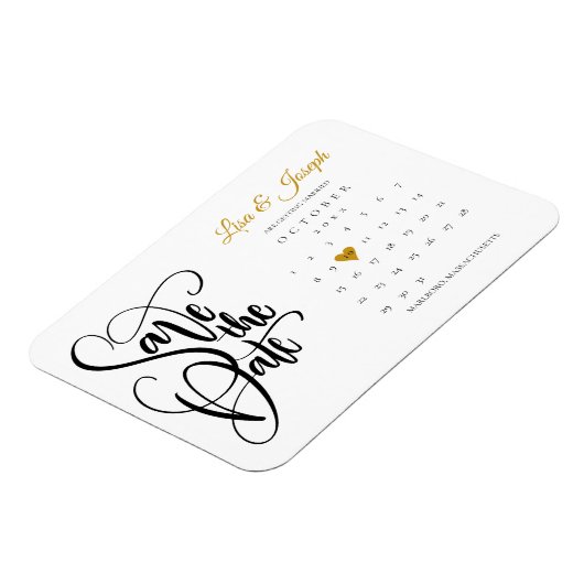 Calendar Gold Love Heart Save the Date Magneet (Linkerzijde)