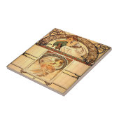 Calendar of cherry blossom Alphonse Mucha Tegeltje (Zijkant)