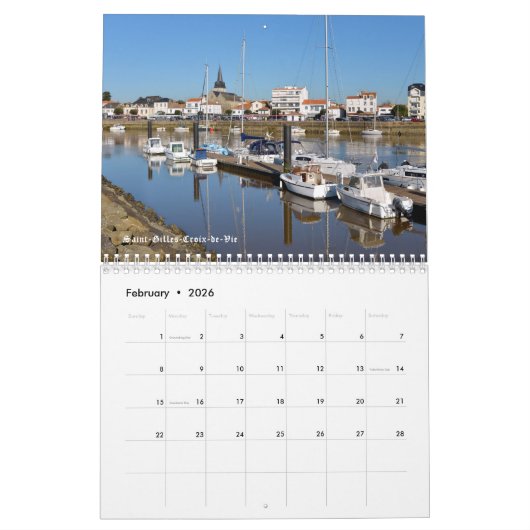 Calendar of seaside of France Kalender (Feb 2026)