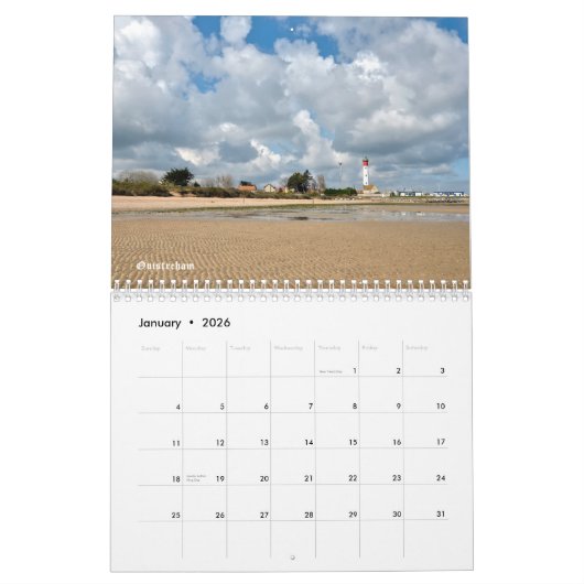 Calendar of seaside of France Kalender (Jan 2026)