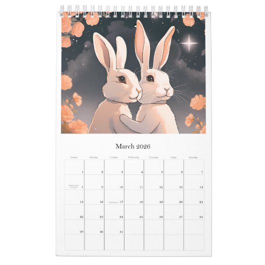 Calendar romantic rabbit kalender (Mar 2026)
