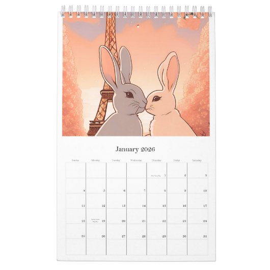 Calendar romantic rabbit kalender (Jan 2026)