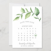 Calendar Rustic Greenery Save the Date Magnetische Uitnodiging (Voorkant)