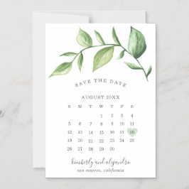 Calendar Rustic Greenery Save the Date Magnetische Uitnodiging