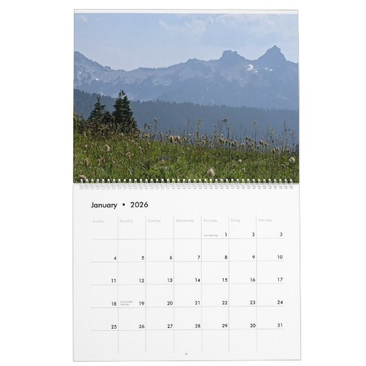 Calendar van het Nationaal Park van Rainier Kalender (Jan 2026)
