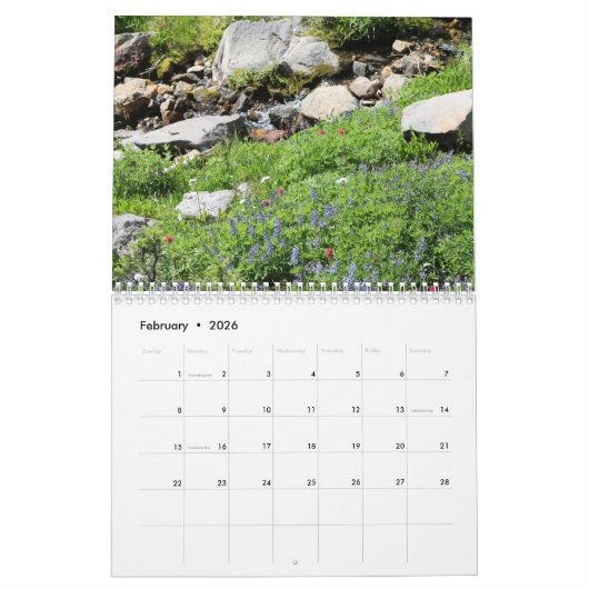 Calendar van het Nationaal Park van Rainier Kalender (Feb 2026)