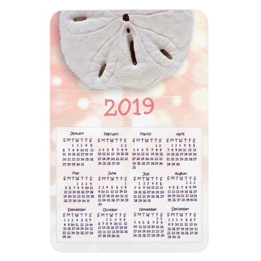 Calendar voor Coral Sand Dollar Mini Magnet Magneet (Verticaal)