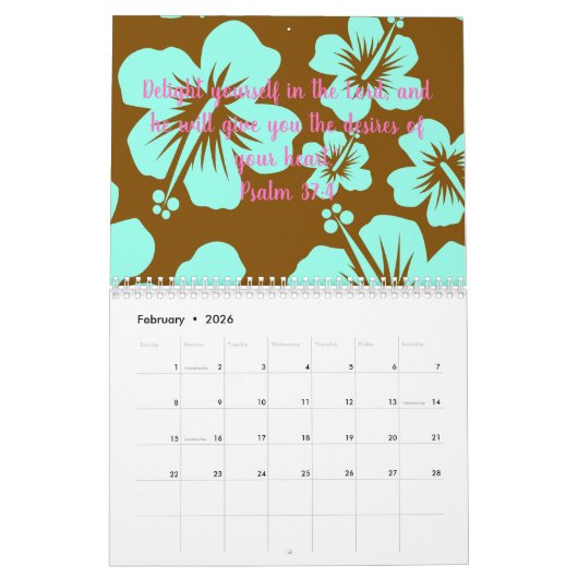 Calendar with inspirational verses 2026 kalender (Feb 2026)