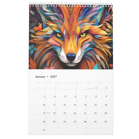 Calendario Animales en Arte Vitral Kalender (Jan 2027)