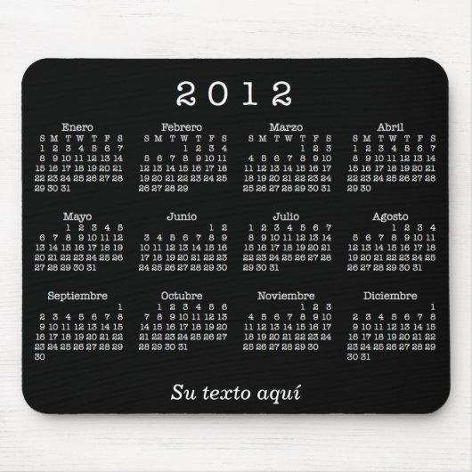 Calendario Españoles 2012 Muismat (Voorkant)