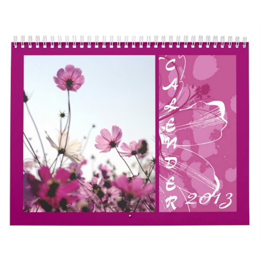 Calender 2013 roze mooie bloemen kalender (Hoes)