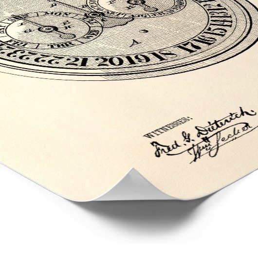 Calender Clock 1885 Patent Art Old Peper Poster (Hoek)