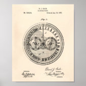 Calender Clock 1885 Patent Art Old Peper Poster (Voorkant)
