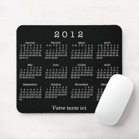Calendrier 2012 français muismat (Met muis)